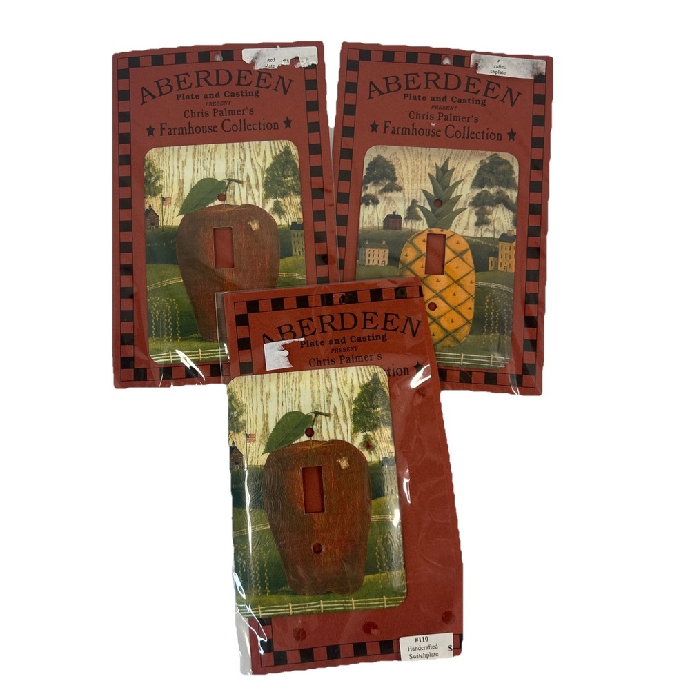 Aberdeen Plate Apple/pineapple Light Switch Cover Lot Chris Palmer Farmhouse (3)